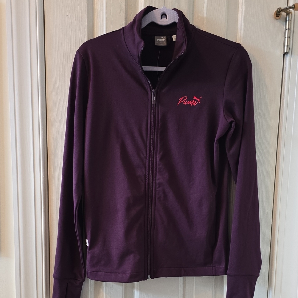 PUMA BRAND SIGNATURE WOMEN'S PURPLE ZIPPERED ATHLETIC JACKET SIZE XS